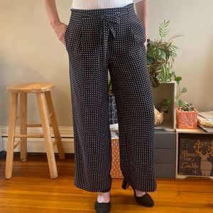Ann Taylor Mid Rise Wide Ankle Polka Dot Print Pants